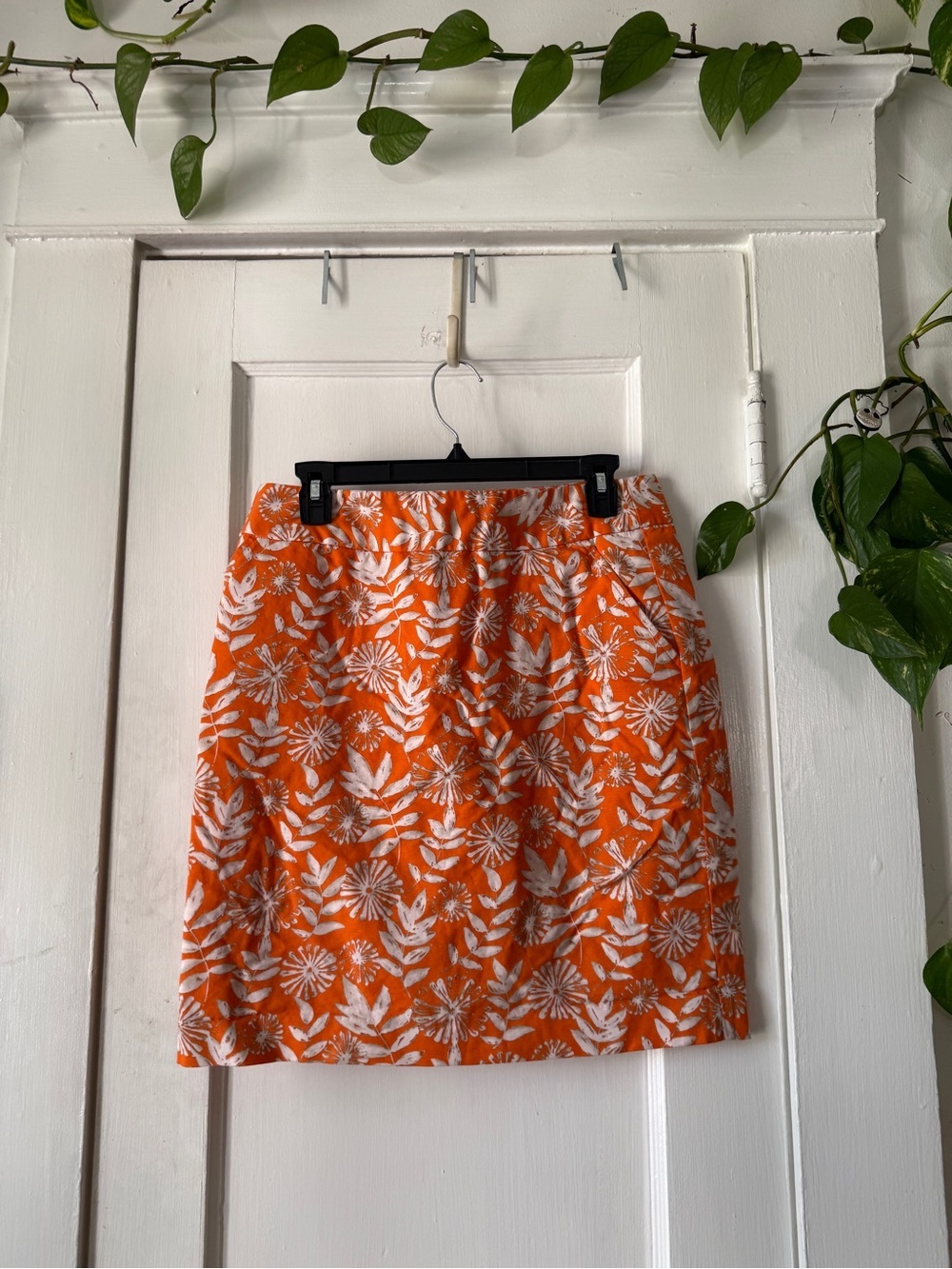 Women's Orange Floral A-Line Skirt Rafaella size 10
